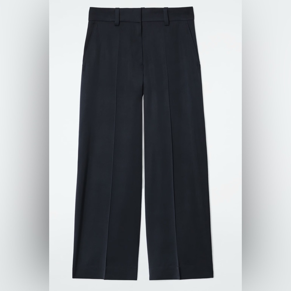 NWOT COS Tailored Satin Wide-Leg Pants - Navy